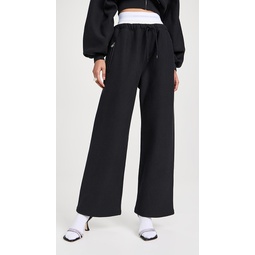 Wide Leg Sweatpants with Logo Elastic Exposed Briefs