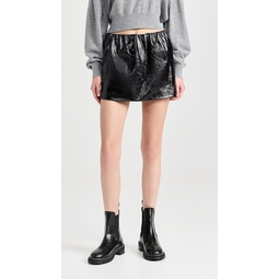 Glazed Leather Mini Skirt