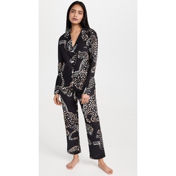 Womens Long Sleeve Jaguar Pajama Set