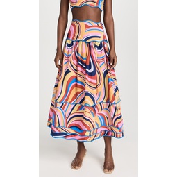 Multicolor Waves Midi Skirt