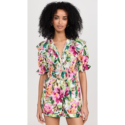 Painted Flowers Off-White Romper