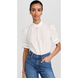 Ruffle Collar Inset Lace Top