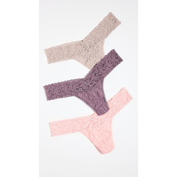 Signature Lace Low Rise Thong 3 Pack