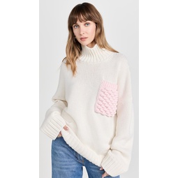 Textured Patch Pocket Turtleneck Sweater