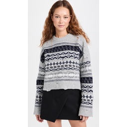 Multi Patterned Short Length Knitted Pullover
