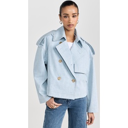 Cropped Denim Trench Coat