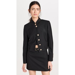 Wool Blended Standup Collar Cropped Jacket