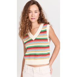 Winona Multi Striped Crochet Knit Vest