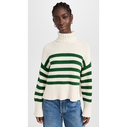 Wide Rib Mockneck Sweater in Stripe