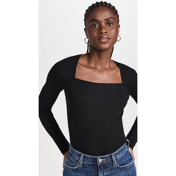 Angled Neck Long Sleeve Top