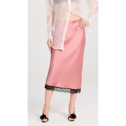 High Rise Satin Skirt with Lace Detail