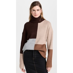 Turtleneck Long Sleeve Colorblock Sweater