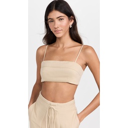 Air Linen Fold Over Cropped Top