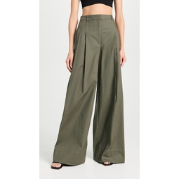 Double Pleated Wide Leg Trousers
