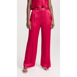 Doubleface Satin Relaxed Pleated Pants