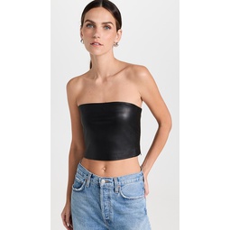 Faux Leather Crop Tube Top