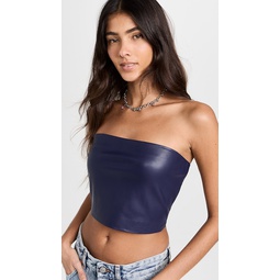 Faux Leather Crop Tube Top