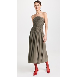 Drapey Jersey Ruched Strapless Dress