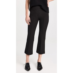 Mid Rise Pintuck Crop Flare Pants