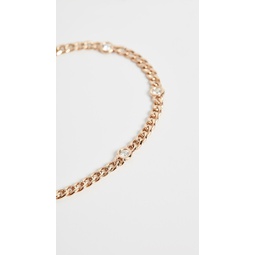 14k Small Curb Chain Bracelet with 5 Floating Diamonds