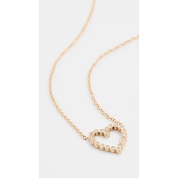 14k Small Diamond Bezel Heart Necklace