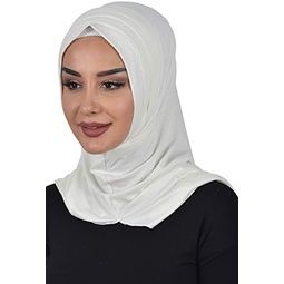Aishas Design Hijab Muslim Scarves for Women,%100 Cotton Presewn Jersey Shawl Turban, 2-Color