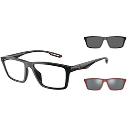 Emporio Armani Mens Ea4189u Universal Fit Prescription Eyewear Frames with Two Interchangeable Sun Clip-ons Rectangular