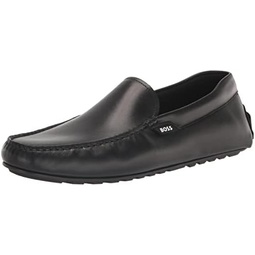 BOSS Mens Smooth Leather Moccasins with Rubber Outer Sole Loafer