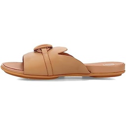 FitFlop Womens Gracie Rubber-Circlet Leather Slide Sandal
