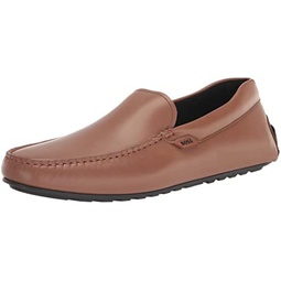 BOSS Mens Smooth Leather Moccasins with Rubber Outer Sole Loafer