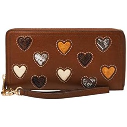 Fossil Womens Logan Leather RFID-Blocking Zip Around Clutch Wallet with Wristlet Strap for Women