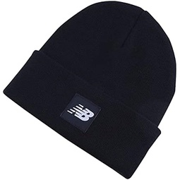 New Balance Mens and Womens Woven NB Logo Cuffed Knit Beanie, Fall Winter Lifestyle Wear, One Size Fits Most