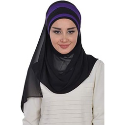 Aishas Design Shawl for Women Chiffon Modesty Turban Cap Hat Instant Scarf