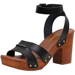 CUSHIONAIRE Womens Sandra Faux Wood Sandal +LiteSole Technology, Wide Widths Available