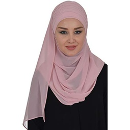 Aishas Design Shawl for Women Chiffon Head Wrap Modesty Turban Cap Instant Scarf