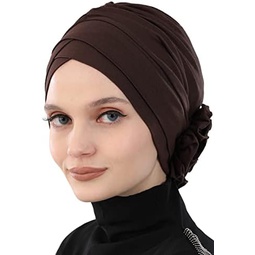 Aishas Design Instant Turban Head Wraps for Women, 95% Cotton Scarf Hijab Shirred Design, Chemo Cancer Headwear