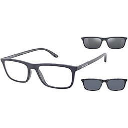 Emporio Armani Mens Ea4160 Prescription Eyewear Frames with Two Interchangeable Sun Clip-ons Rectangular