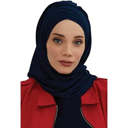 Aishas Design Instant Hijab for Women Muslim, Presewn 95% Cotton Jersey Turban, Ready to Wear Scarf