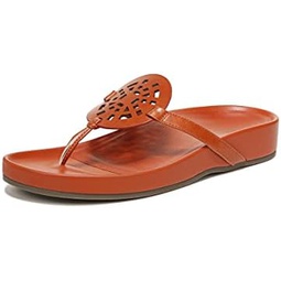 Vionic Womens Safari Solari Fashion Flat Sandals- Leather Flip Flop Sandals with Orthotic Insole Arch Support, Medium Fit Womens Sandals, Sizes 5-11