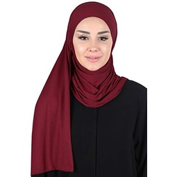 Aishas Design Instant Hijab Scarves for Women Muslim, 95% Cotton Jersey Presewn Turban Shawl