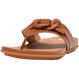 FitFlop Gracie Rubber-Chain Leather Toe Post Sandals