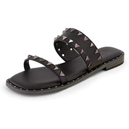 CUSHIONAIRE Womens Visby stud slide sandal +Memory Foam, Wide Widths Available