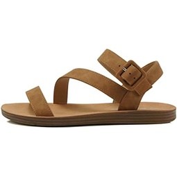 Soda SOCIETY - Cute and trendy fashionable flat strap sandals with side buckle clasp Summer Spring Beach Shoes for Women Girls & Teens