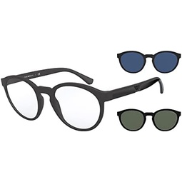 Emporio Armani Mens Ea4152 Prescription Eyewear Frames with Two Interchangeable Sun Clip-ons Round