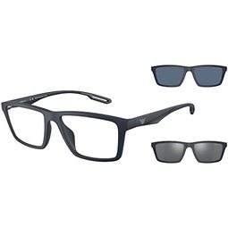 Emporio Armani Mens Ea4189u Universal Fit Prescription Eyewear Frames with Two Interchangeable Sun Clip-ons Rectangular