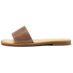 Soda JUSTICE ~ Women Casual Rhinestones Crystal Jewel Comfort Flip Flop Fashion Slide Flat Sandals