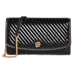 Tory Burch Womens Robinson Patent Puffy Quilted Chain Wallet