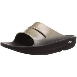 OOFOS OOahh Luxe Slide Sandal - Lightweight Recovery Footwear - Reduces Stress on Feet, Joints & Back - Machine Washable - Hand-Painted Treatment