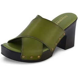 CUSHIONAIRE Womens Kamari Faux Wood Sandal with Memory Foam Padding, Wide Widths Available
