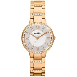 Fossil Virginia Womens Watch with Crystal Accents and Self-Adjustable Stainless Steel Bracelet Band